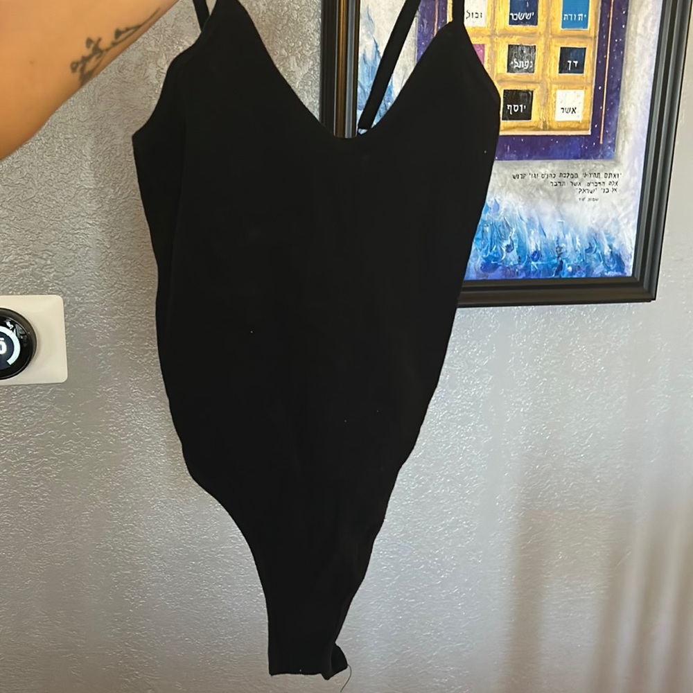 Shein Ribbed Black Bodysuit